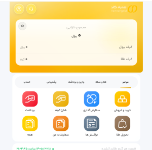 داشبورد و منوی اصلی حساب کاربری